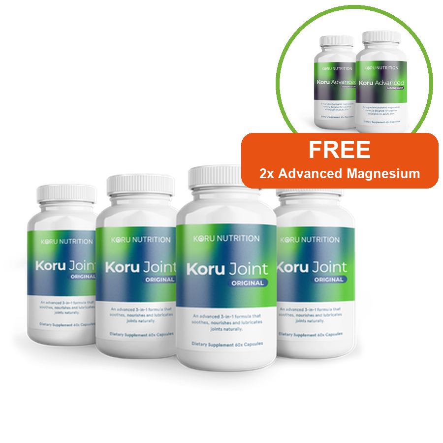 4 bottles of Koru Joint with 2 free bottles of Koru Advanced Magnesium