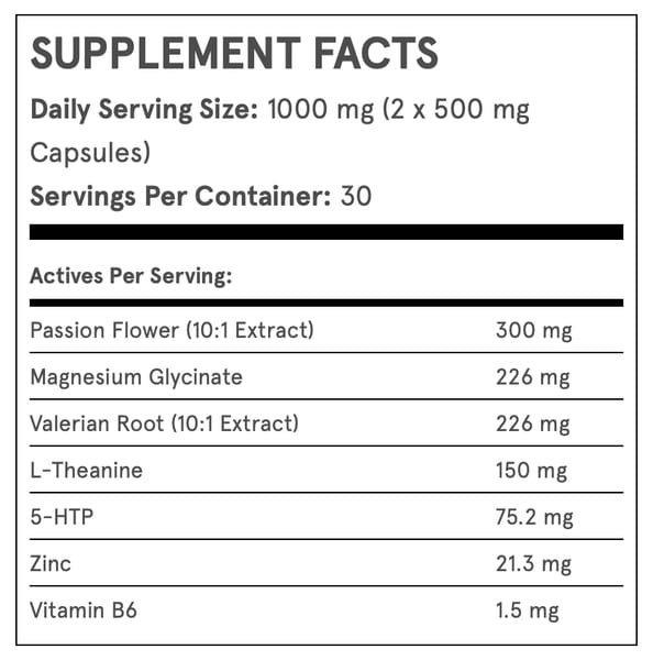 Koru Sleep supplement facts